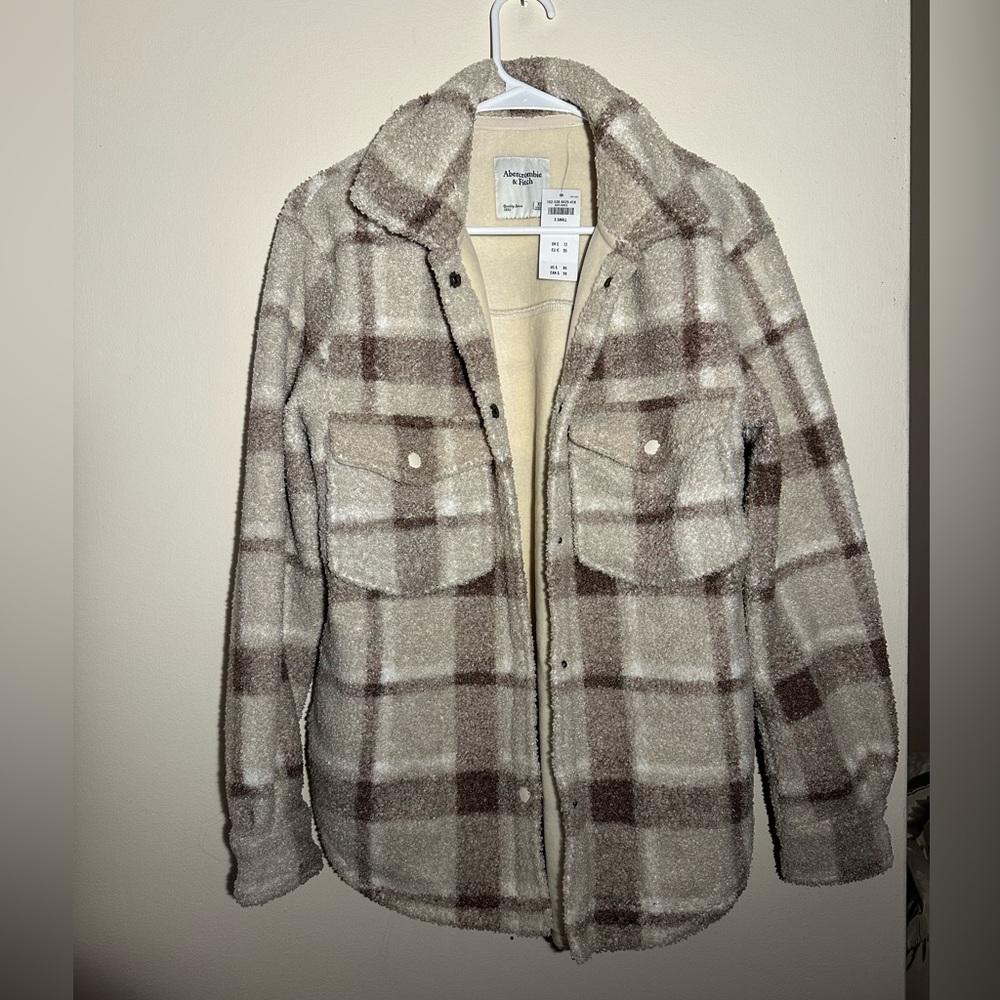 NWT Abercrombie Plaid Sherpa Shacket